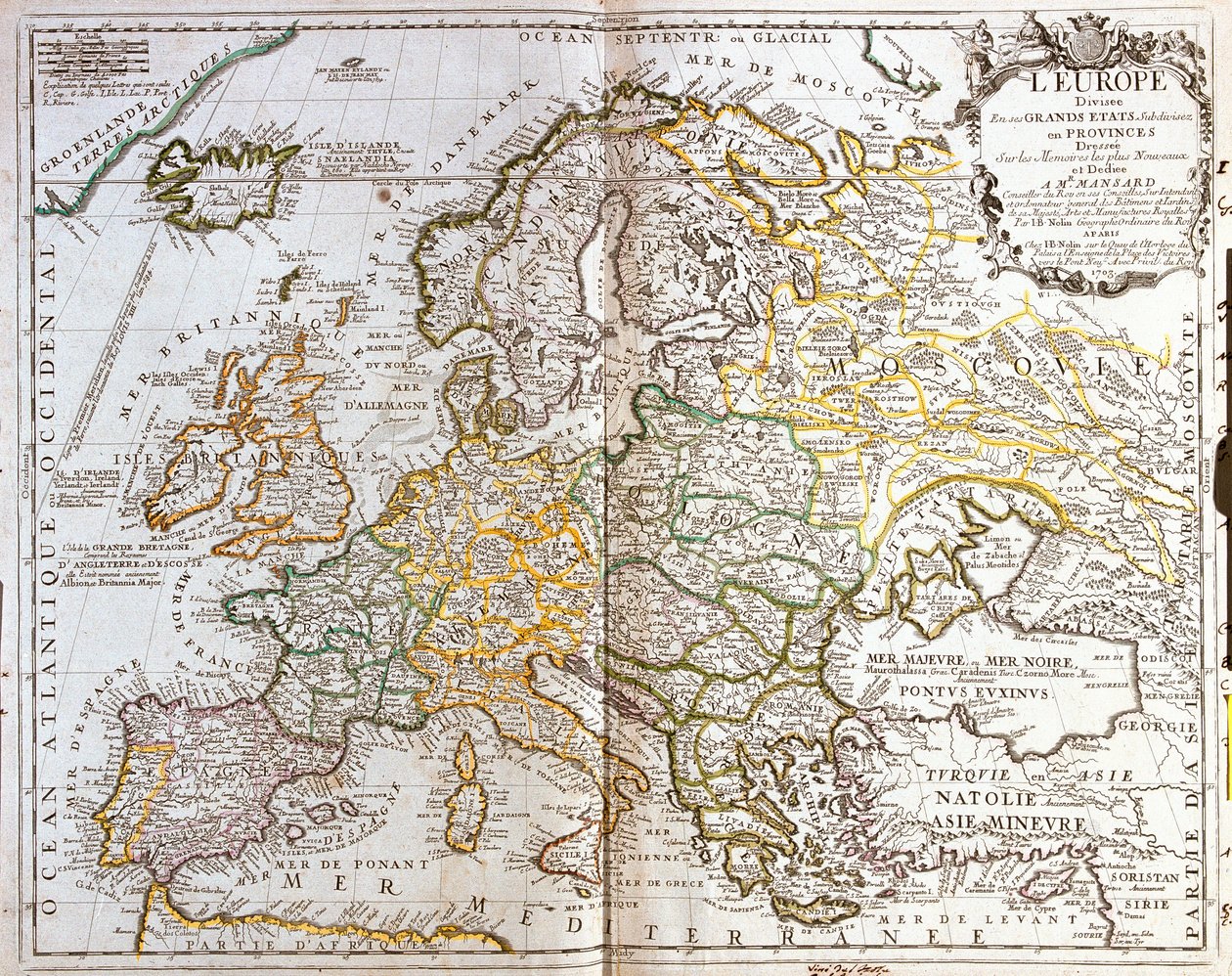 Euroopan kartta tekijältä Jean Baptiste Nolin