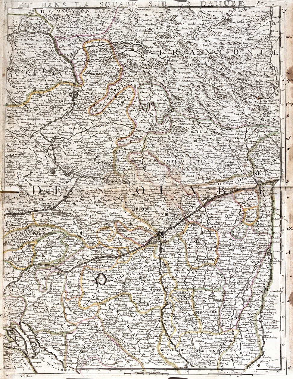 Swabian kartta (Saksa) (kaiverrus tekijältä Jean Baptiste Nolin