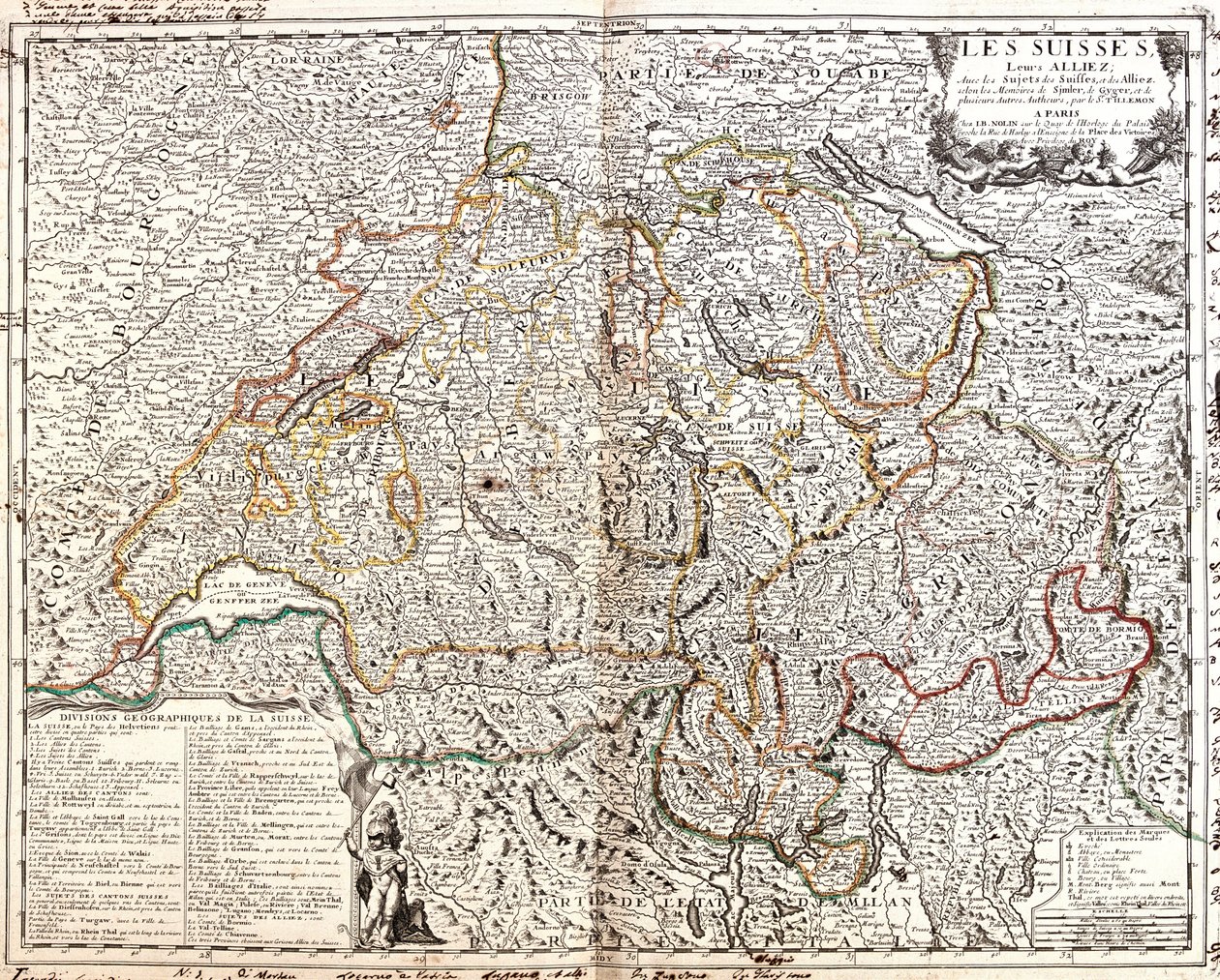 Sveitsin kartta (kaiverrus tekijältä Jean Baptiste Nolin