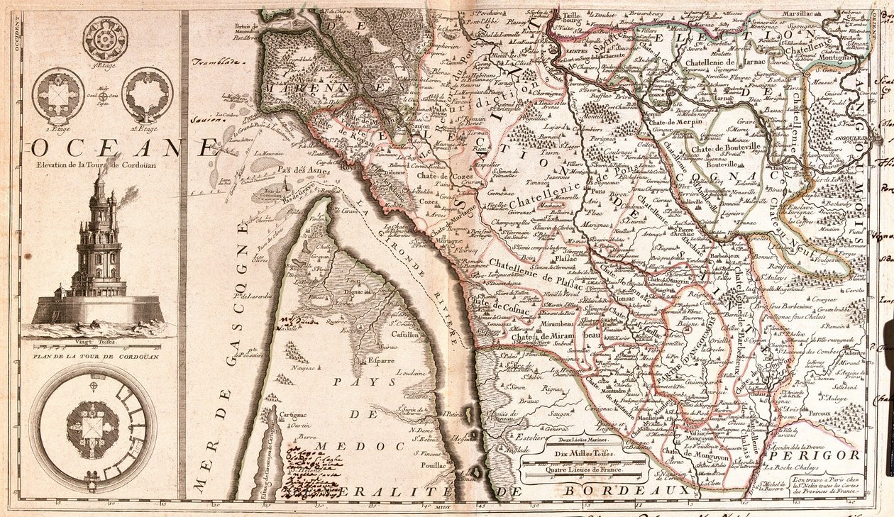 Akvitanian kartta (Ranska) (kaiverrus tekijältä Jean Baptiste Nolin