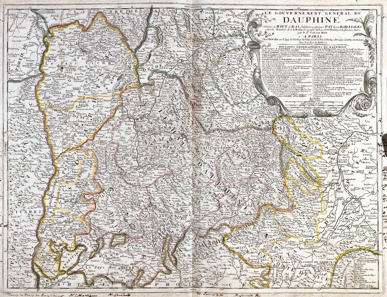 Dauphinen kartta (Ranska) (kaiverrus tekijältä Jean Baptiste Nolin