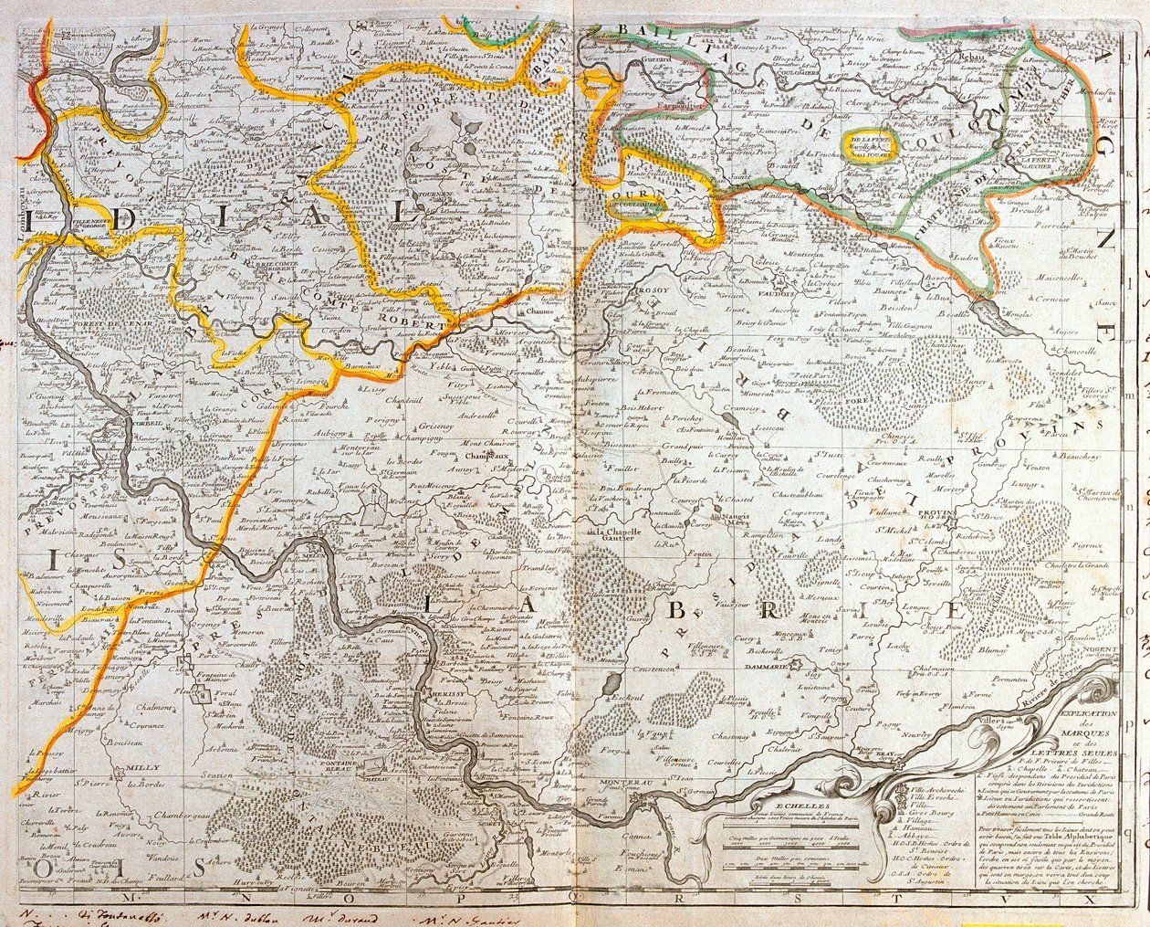 Ile de Francen itäosan kartta tekijältä Jean Baptiste Nolin