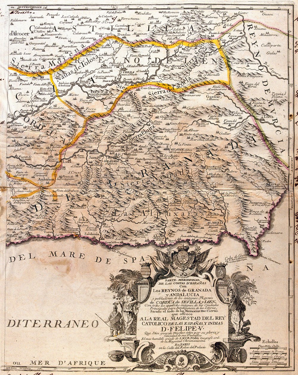Granadan maakunnan kartta (Espanja) (kaiverrus tekijältä Jean Baptiste Nolin