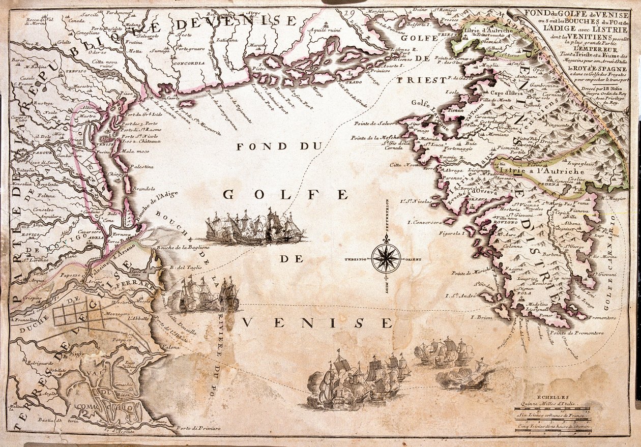 Venetsianlahden kartta, Adrianmeri (kaiverrus tekijältä Jean Baptiste Nolin