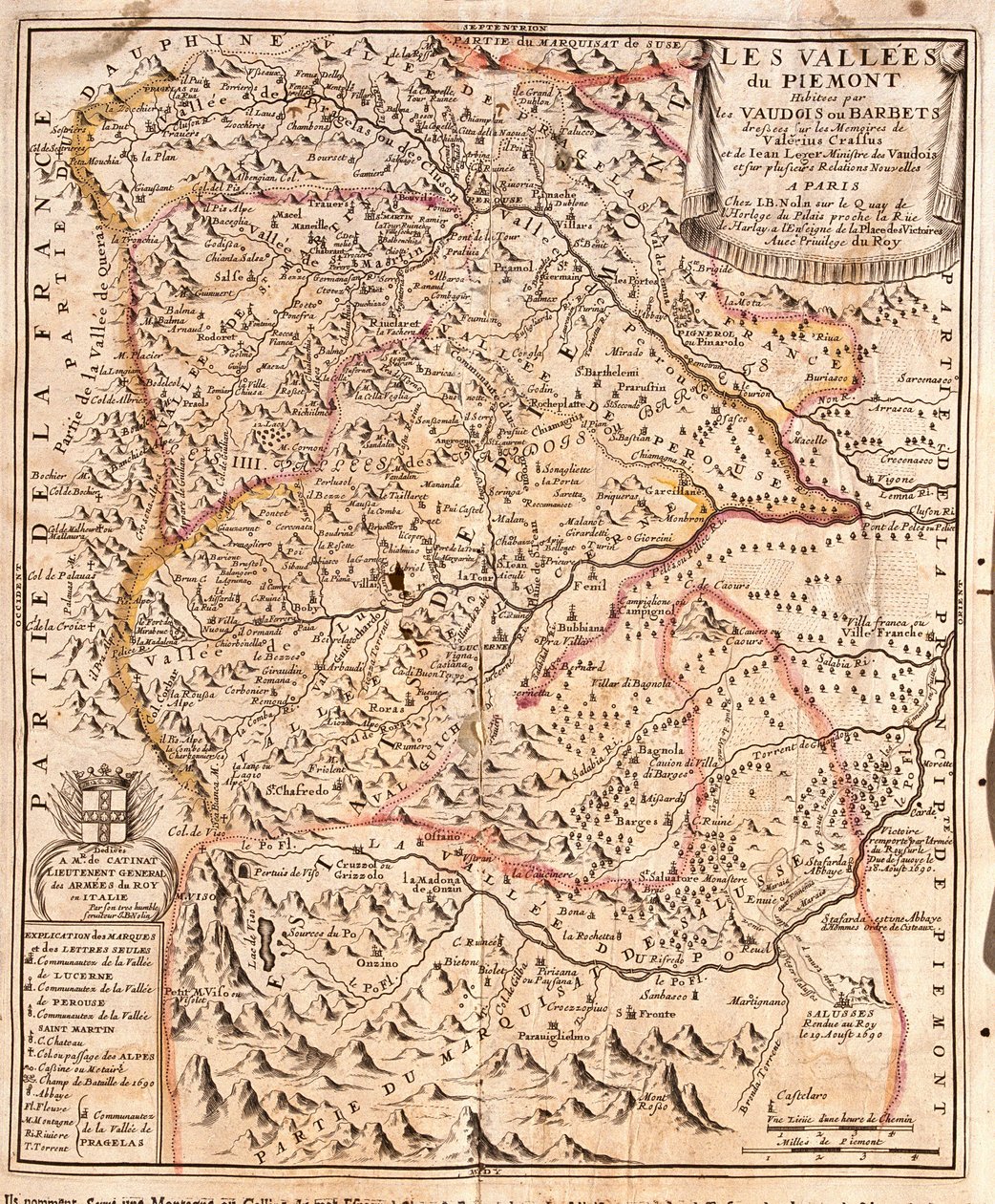 Piemonten kartta (Italia) (kaiverrus tekijältä Jean Baptiste Nolin