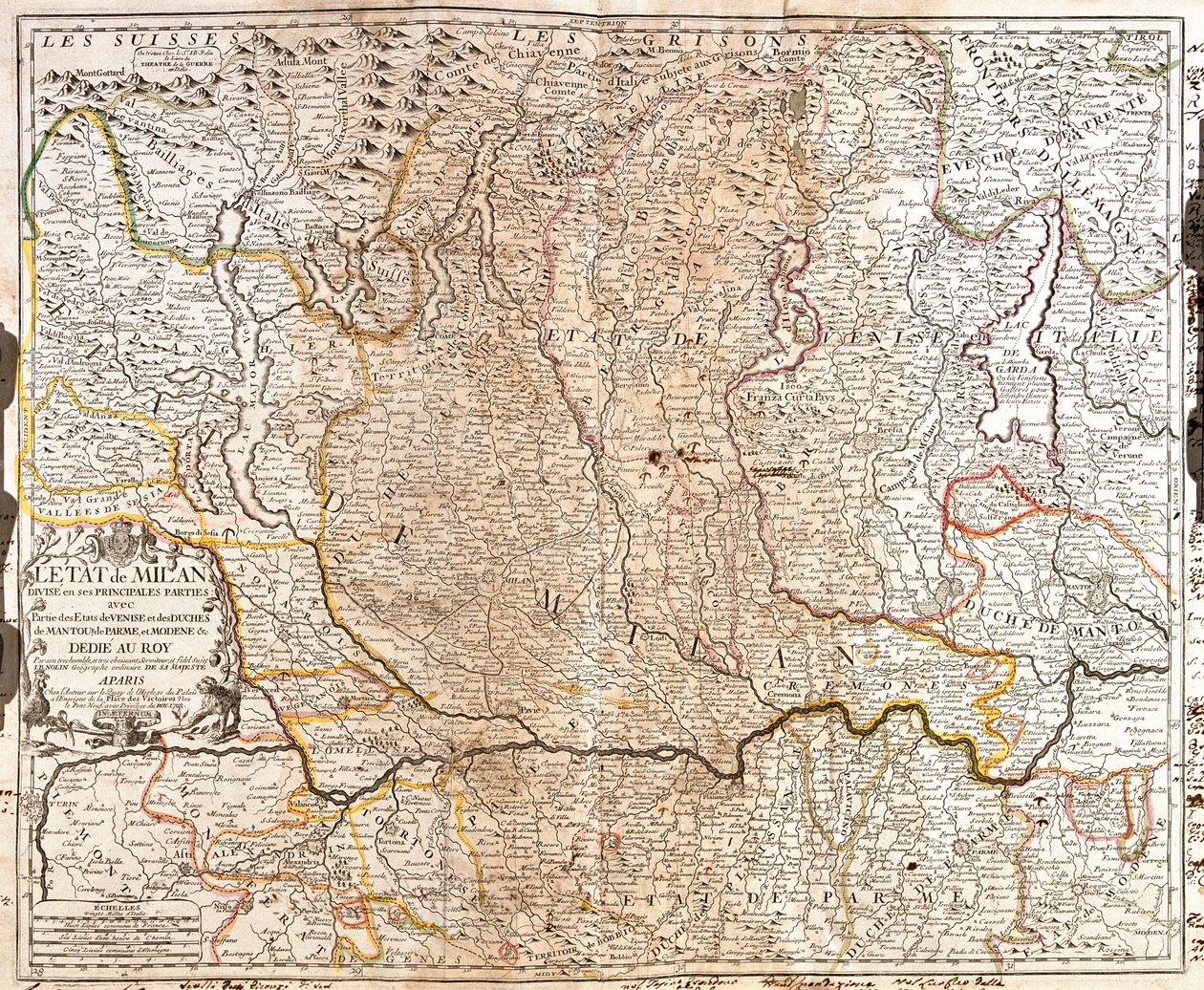 Milanon alueen kartta (Italia) (kaiverrus tekijältä Jean Baptiste Nolin
