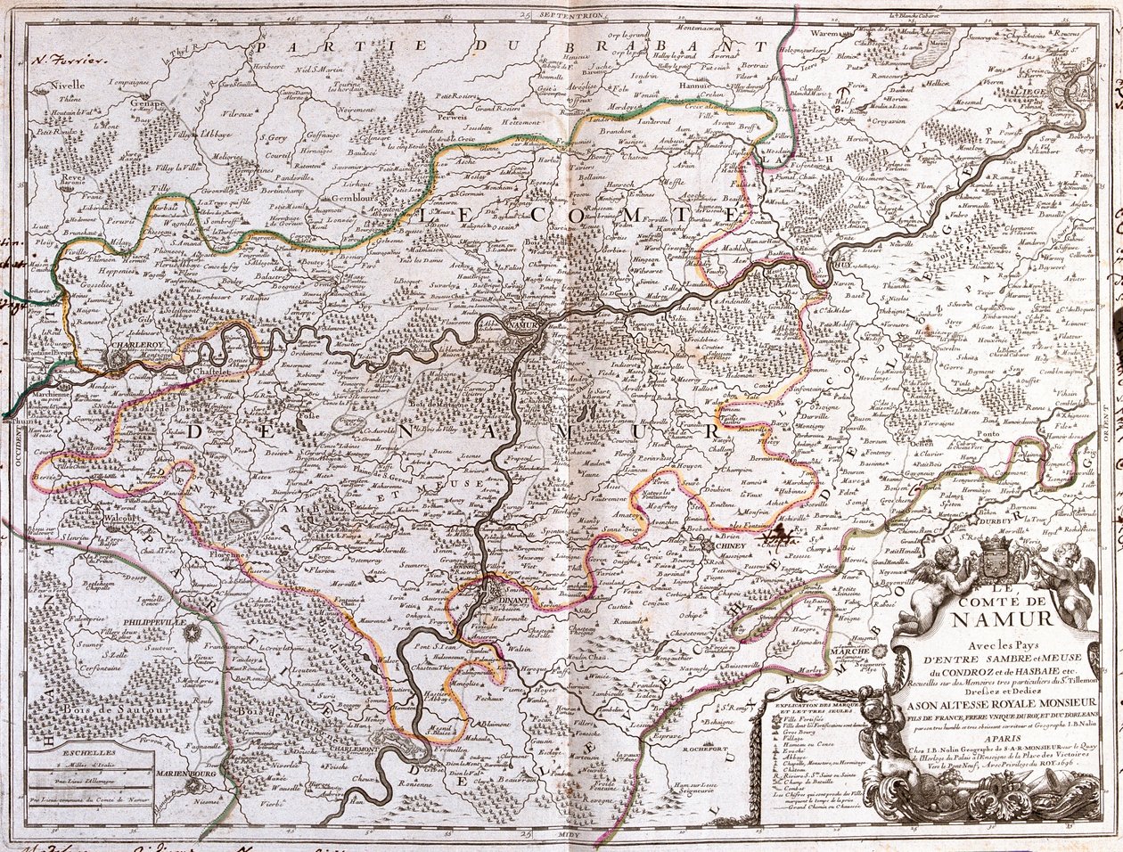 Namurin maakunnan kartta (Belgia) (kaiverrus tekijältä Jean Baptiste Nolin