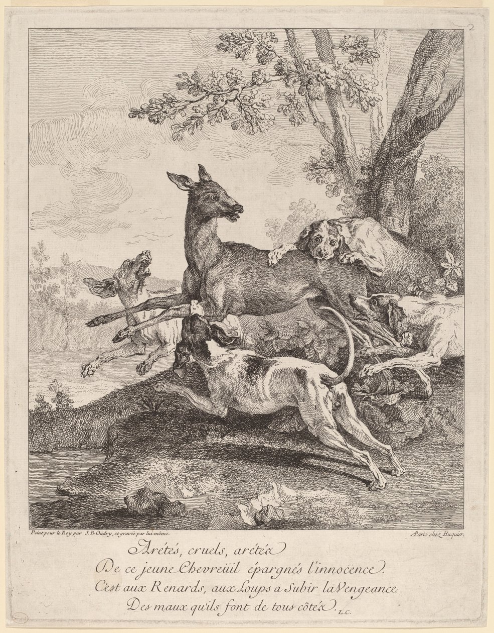 Koirien hyökkäämä peura tekijältä Jean Baptiste Oudry
