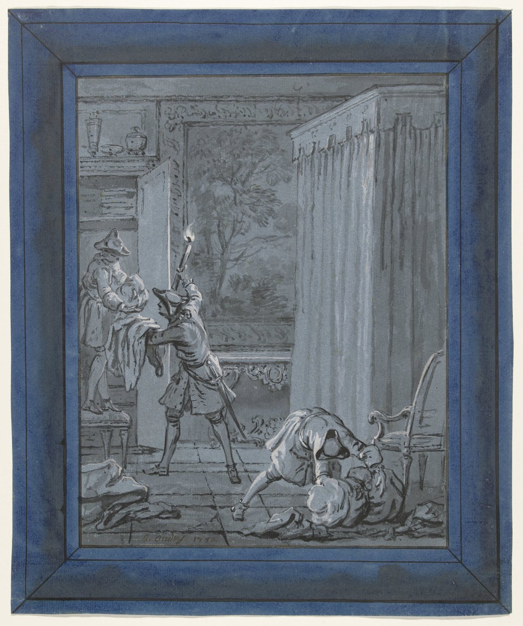 Aviomies, vaimo ja varas / Le Mari, la Femme et le Voleur Kuvituksia Jean de La Fontainen taruille (sarjan nimi) tekijältä Jean Baptiste Oudry
