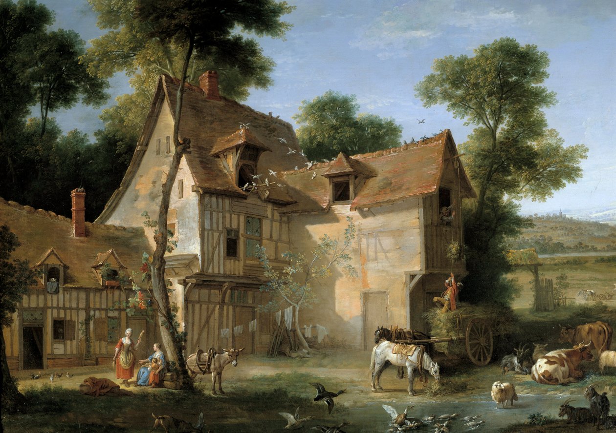 Yksityiskohta Farm. Jean Baptiste Oudryn (1686-1755) maalaus 1750 su. 1,3x2,12 m tekijältä Jean Baptiste Oudry