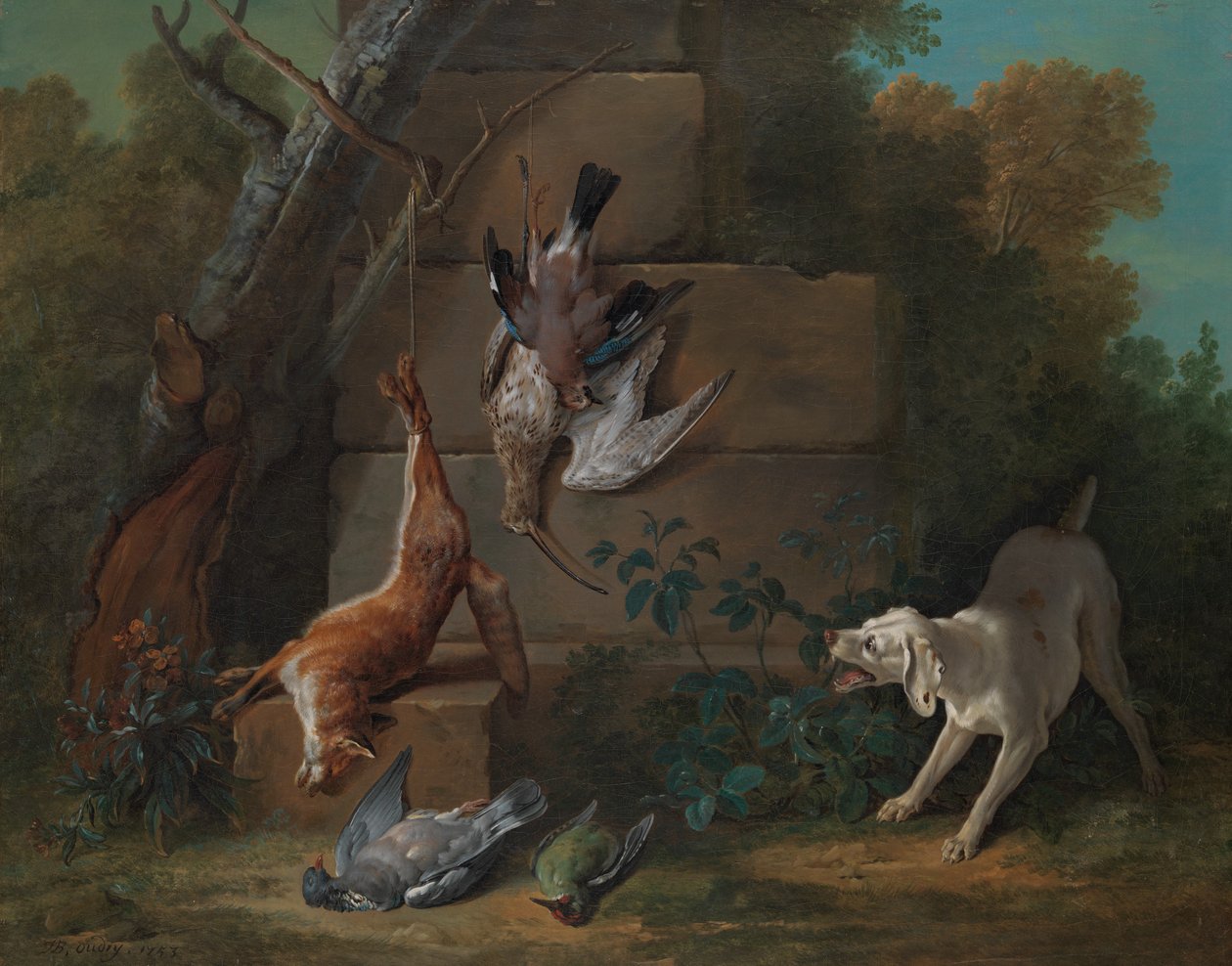 Koiraa vartioi kuolleita peli, 1753. tekijältä Jean Baptiste Oudry