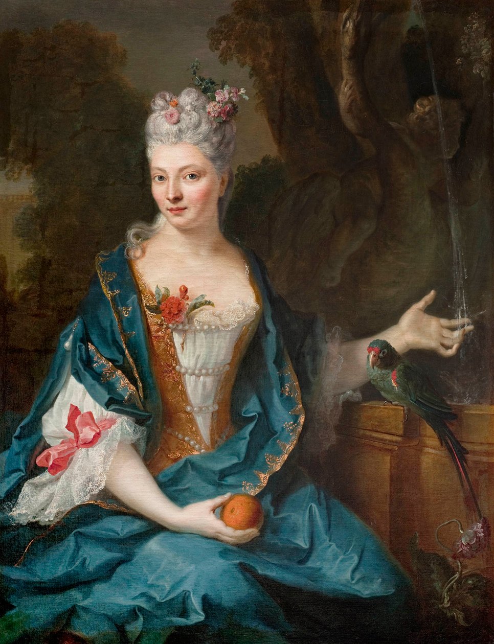 ranska: Dame assise dans un jardin tekijältä Jean Baptiste Oudry