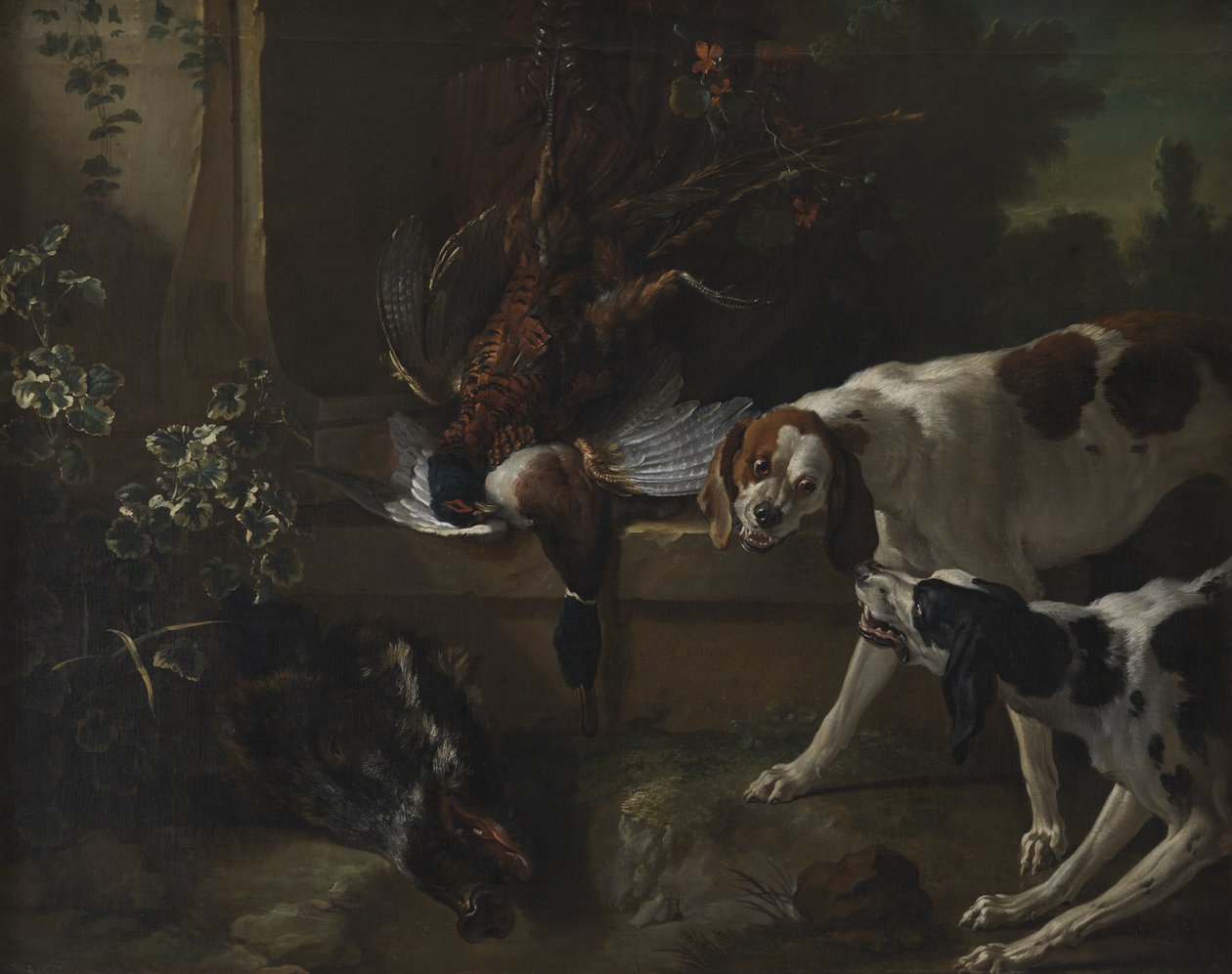 Koirat luonnonvaraisten lintujen ja riistan kanssa tekijältä Jean Baptiste Oudry