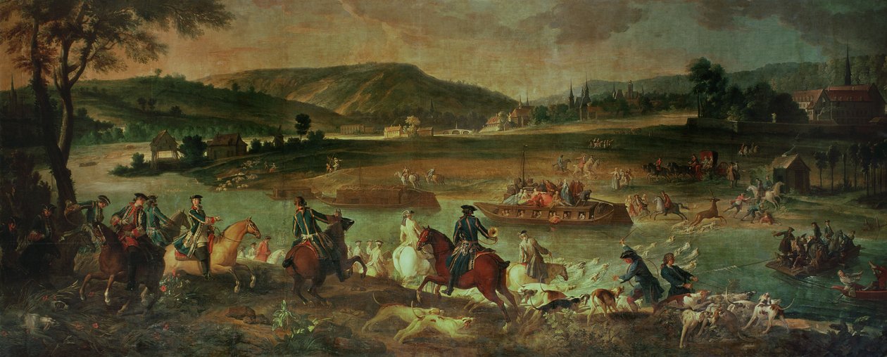 Hirvenmetsästys Oisessa Compiegnen näköpiirissä, lähellä Royallieua, 1737 tekijältä Jean Baptiste Oudry