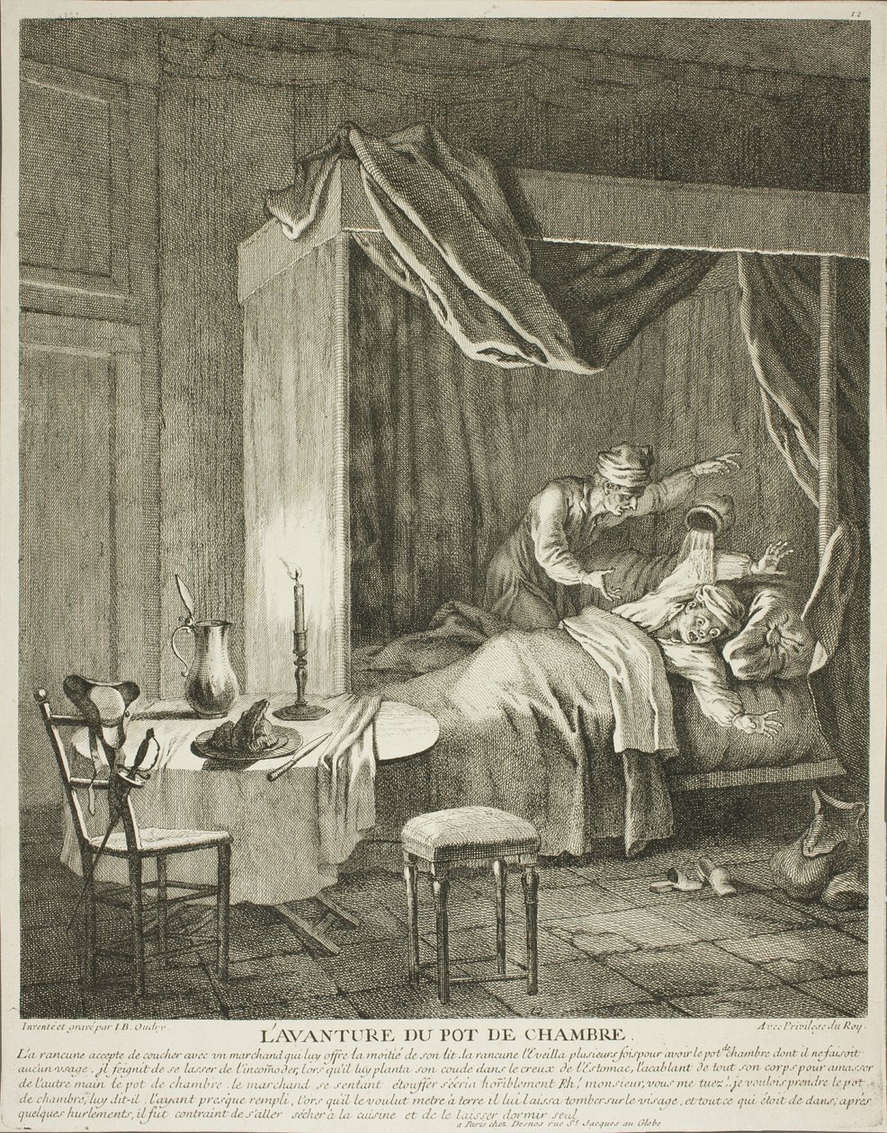 Kamaripannun seikkailu, neljäs levy teoksesta Scènes du Roman Comique. tekijältä Jean Baptiste Oudry