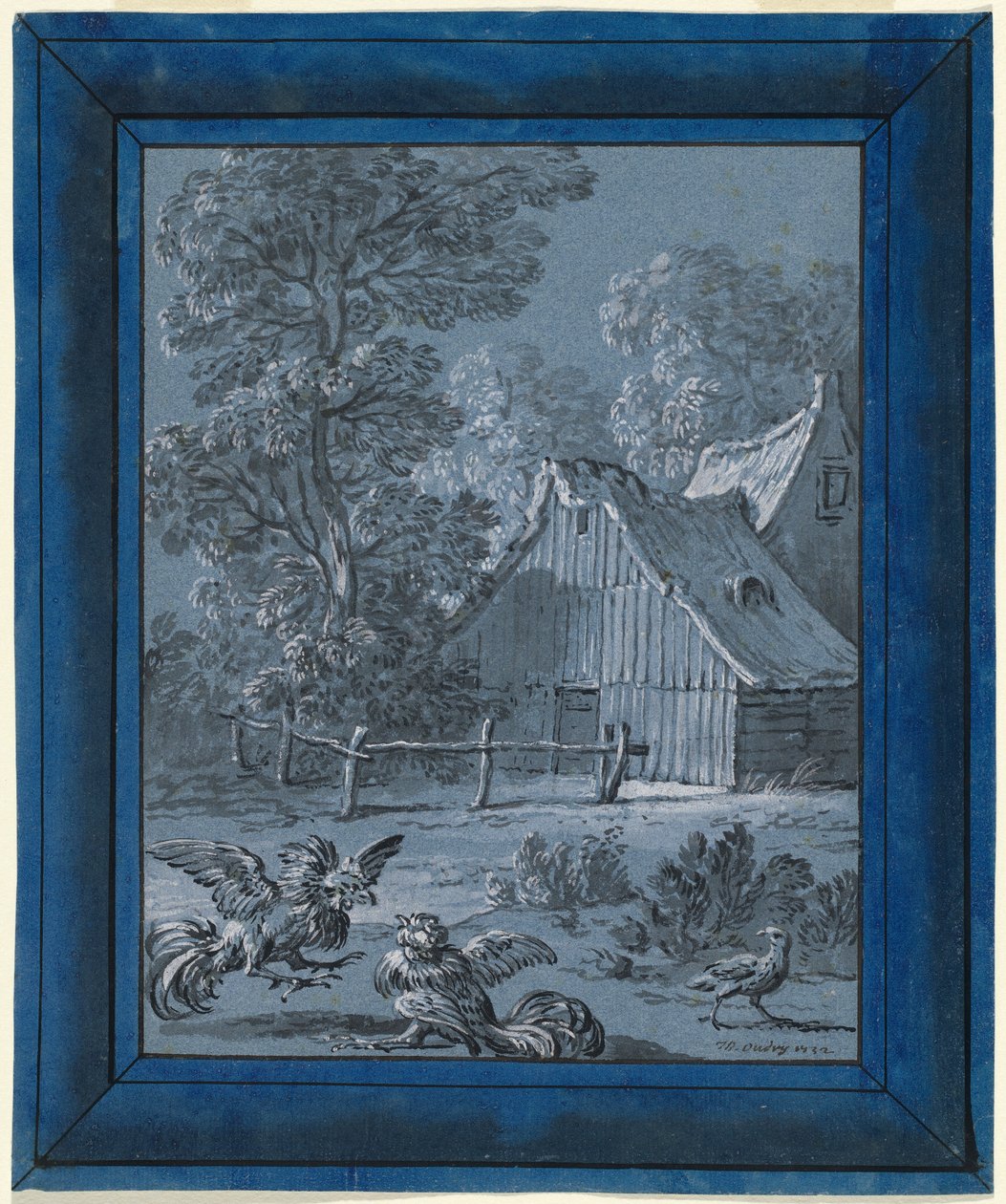 Partridge ja kukot tekijältä Jean Baptiste Oudry
