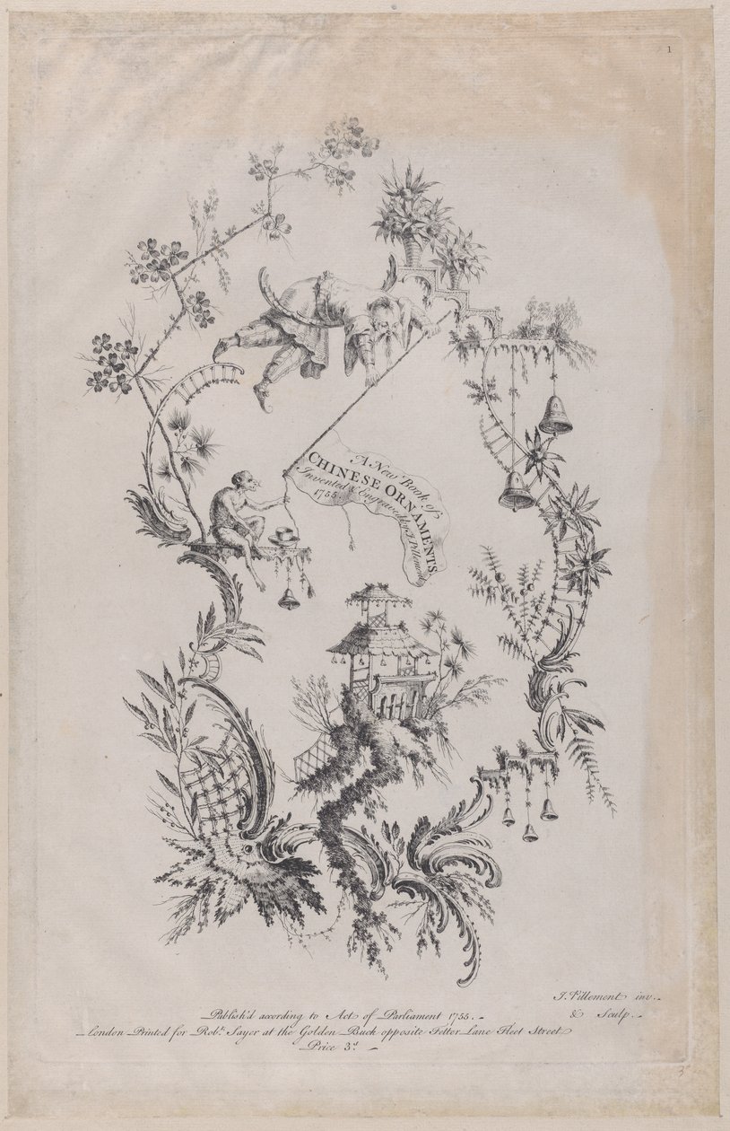 Uusi kirja kiinalaisista koristeista. Keksi ja kaivertanut J. Pillement, 1755., tekijältä Jean Baptiste Pillement