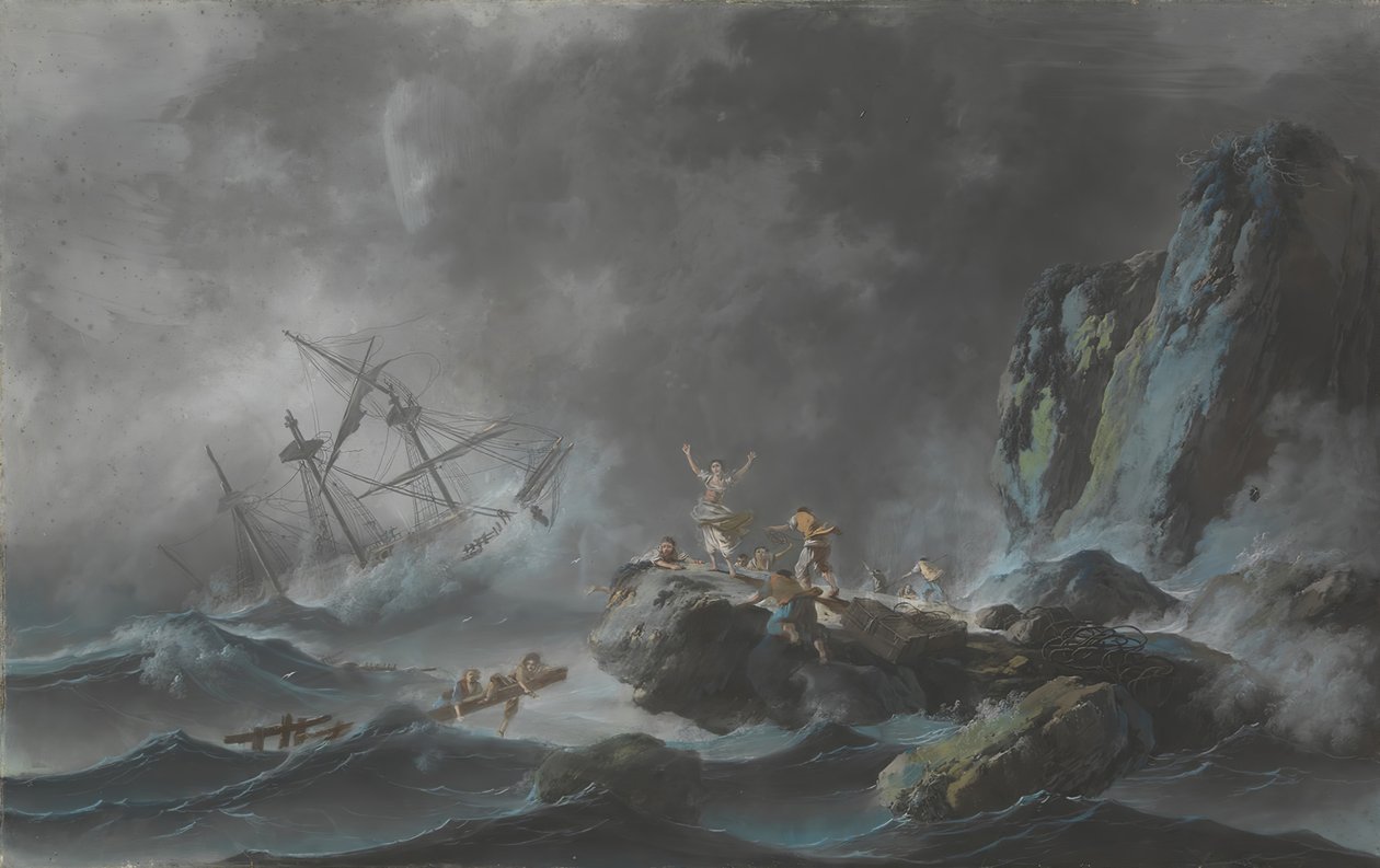 Haaksirikko myrskyssä, 1782. tekijältä Jean Baptiste Pillement