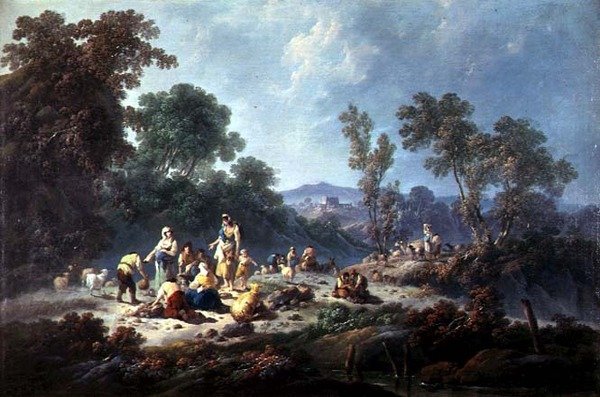 Metsäinen maisema (öljy kankaalle) tekijältä Jean Baptiste Pillement