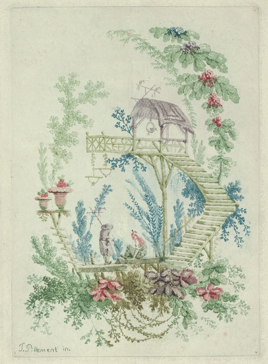 Chinoiserie uudesta kiinalaisten piirustusten muistikirjasarjasta, 1790-1799. tekijältä Jean Baptiste Pillement