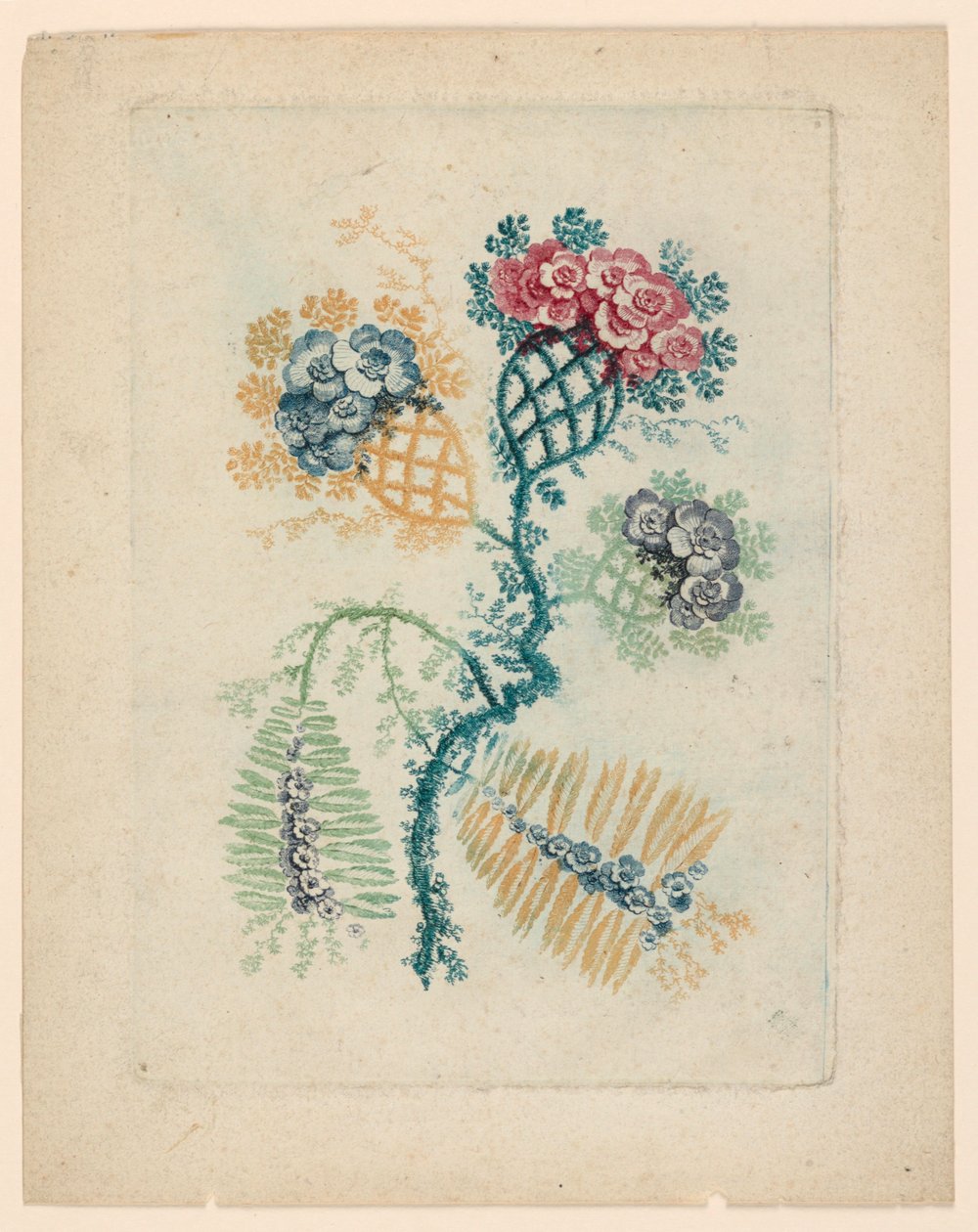 Nouvelle Suitete de Cahiers de Fleurs Idéalesin upea kukka-aihe tekijältä Jean Baptiste Pillement