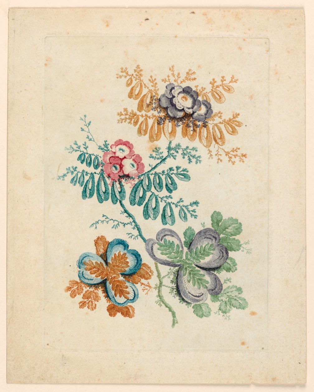 Upea kukka-aihe "Nouvelle Suite de fleurs idéalesista" tekijältä Jean Baptiste Pillement