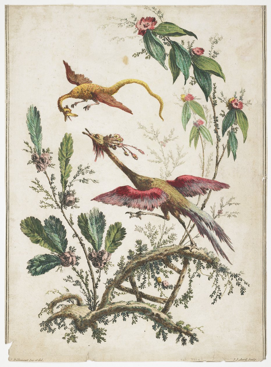 Ornamentti. Chinoiserie. Kukat ja linnut, 1770 tekijältä Jean Baptiste Pillement