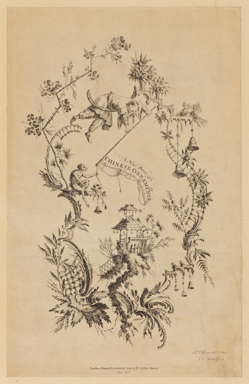 Nimisivu, kirjasta "A New Book of Chinese Ornaments" tekijältä Jean Baptiste Pillement