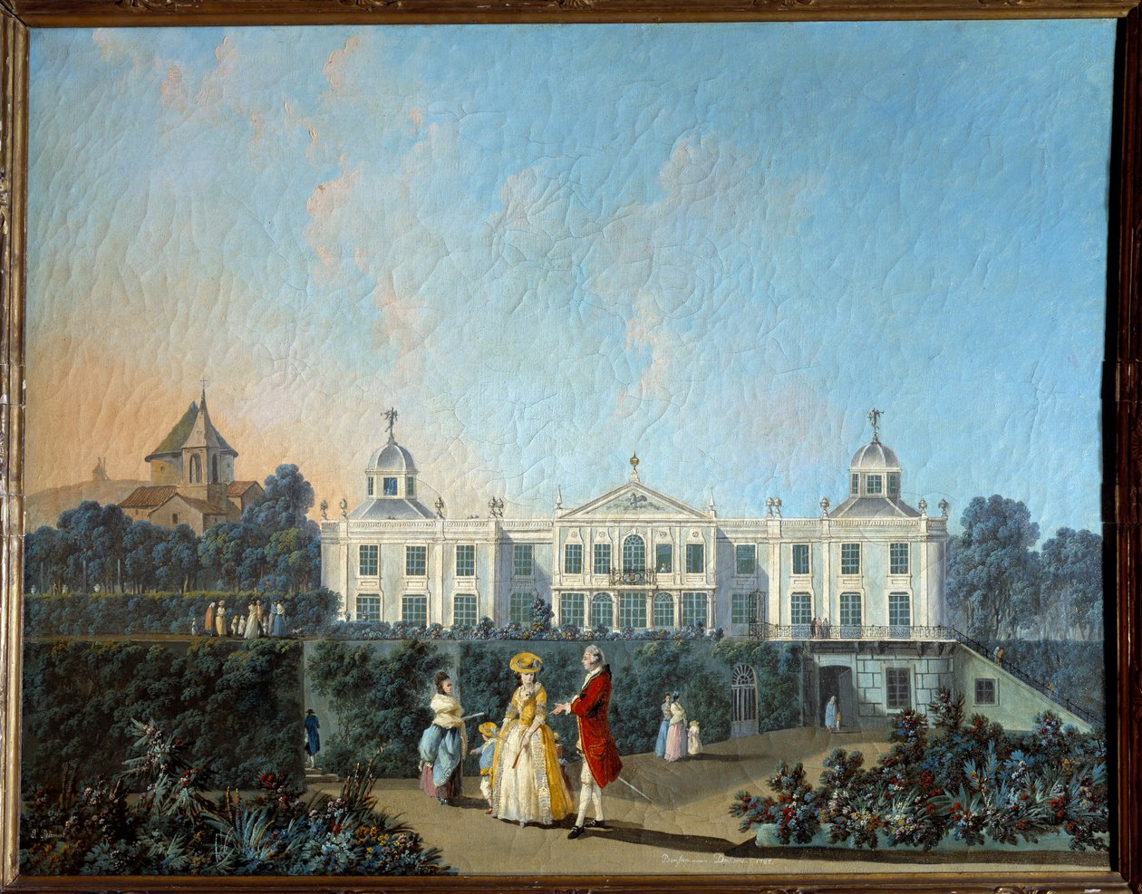 Näkymä Benfican puutarhaan Lissabonissa. Jean Pillementin (1728-1808) maalaus tekijältä Jean Baptiste Pillement