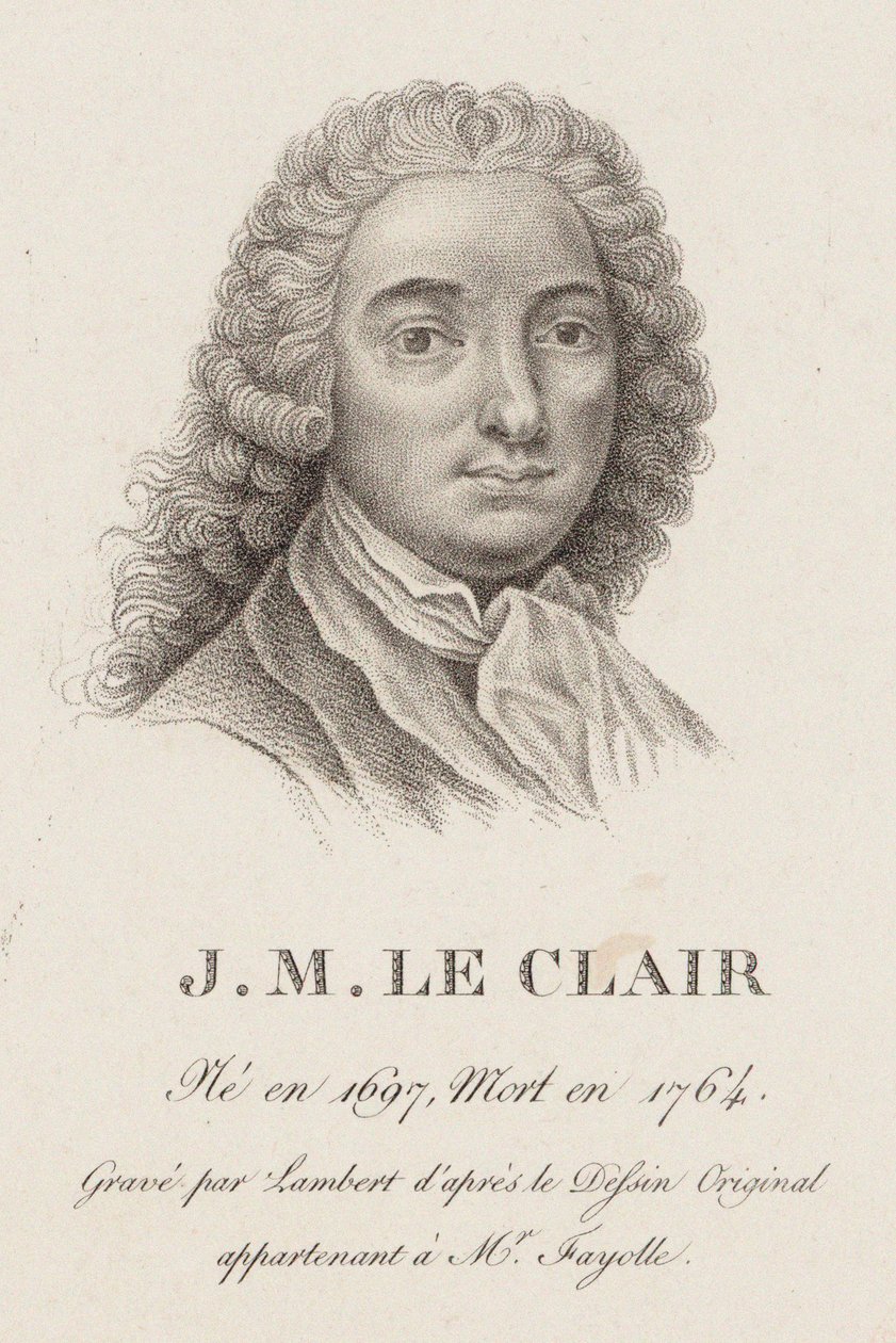Viulisti ja säveltäjä Jean-Marie Leclairin muotokuva 1697-1764. tekijältä Jean Baptiste Ponce Lambert