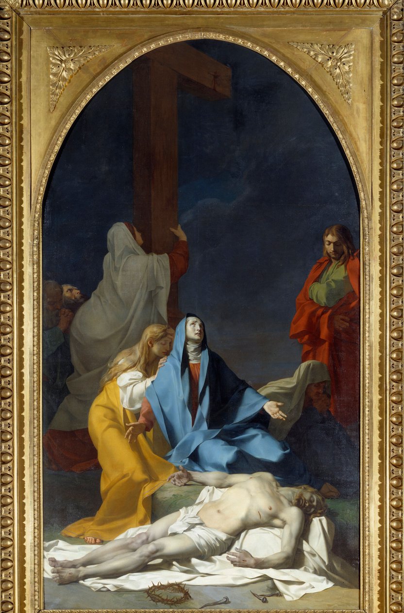 Jean Baptiste Regnaultin (1754-1829) Ristin laskeutuminen maalaus 1789 su. 4,25x2,33 m tekijältä Jean Baptiste Regnault