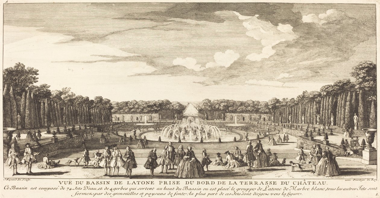 Näkymä Bassin de Latonelle otettu Chateau Terracen reunalta tekijältä Jean Baptiste Rigaud