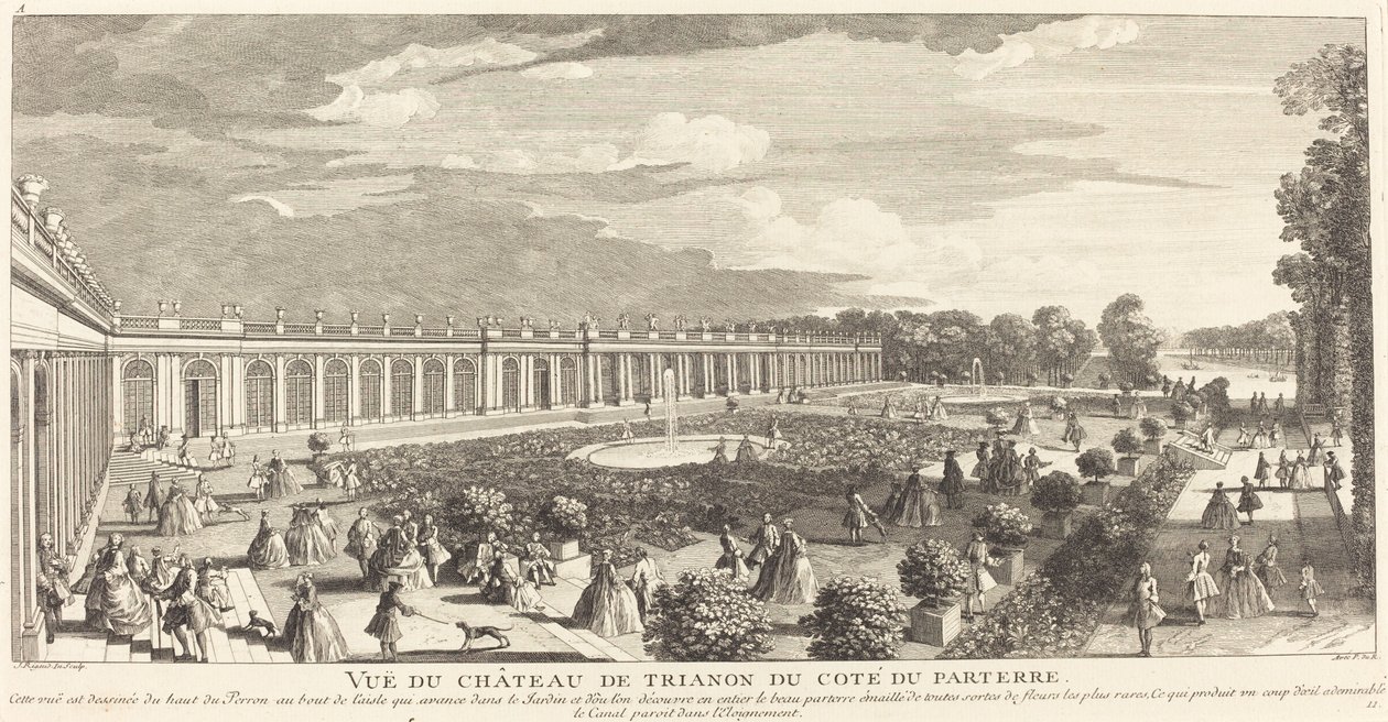 Näkymä Chateau de Trianonille Parterren puolelta tekijältä Jean Baptiste Rigaud