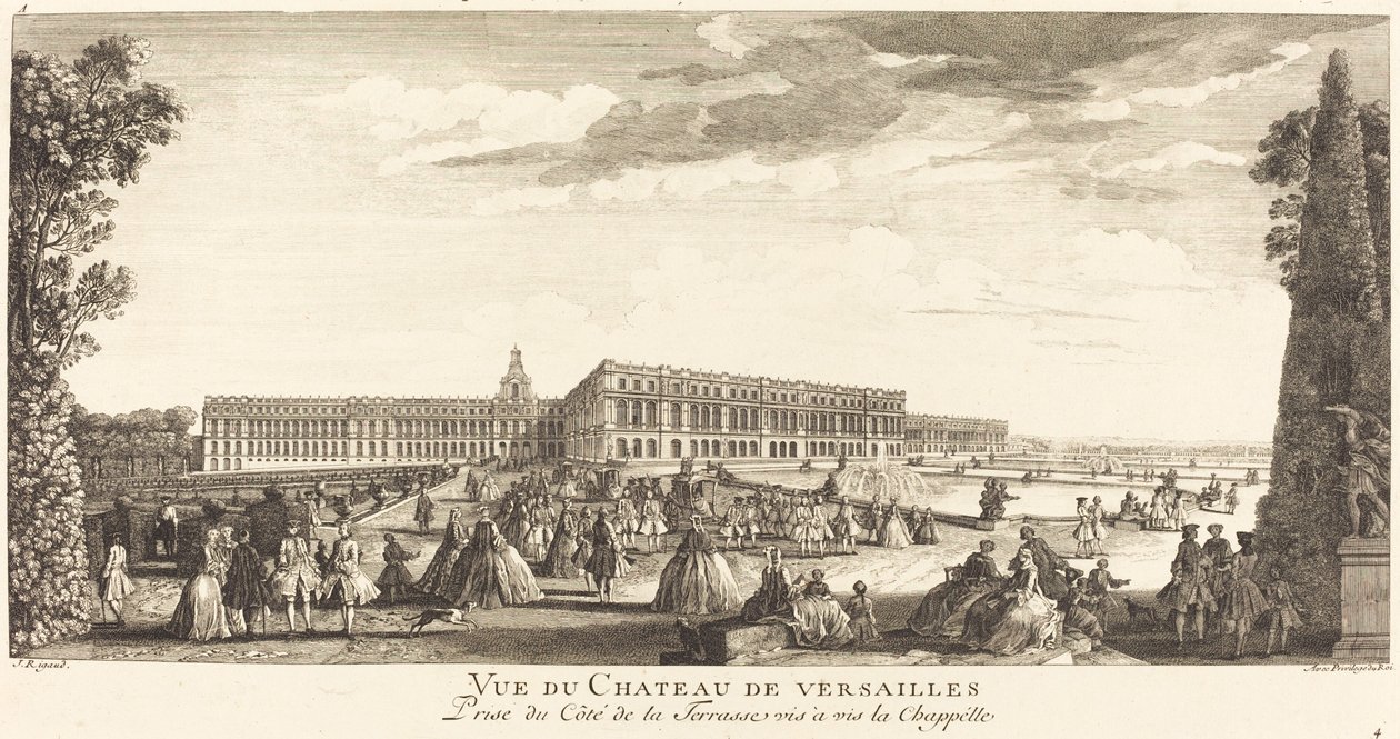 Näkymä Versaillesin palatsille Kappelia vastapäätä olevan terassin puolelta tekijältä Jean Baptiste Rigaud