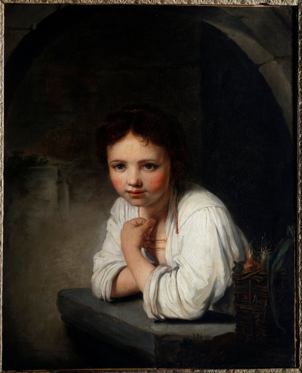 Muotokuva tytöstä ikkunassa Jean Baptiste Santerren (1651-1717) maalaus 1700-luvulta Orleansin museo des Beaux Arts tekijältä Jean Baptiste Santerre
