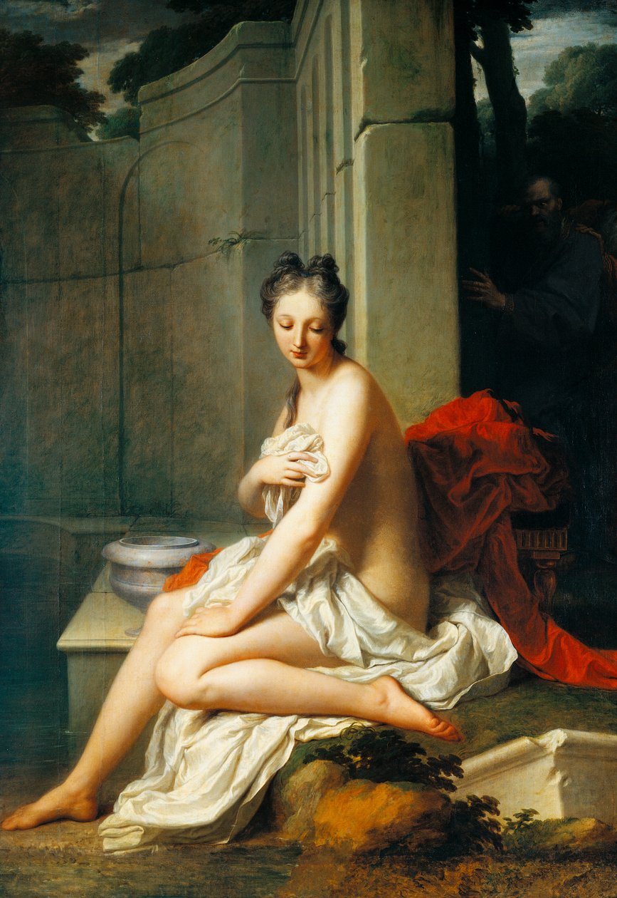 Susanna kylpemässä, Jean-Baptiste Santerre (1651-1717), öljy kankaalle, 200x145 cm tekijältä Jean Baptiste Santerre