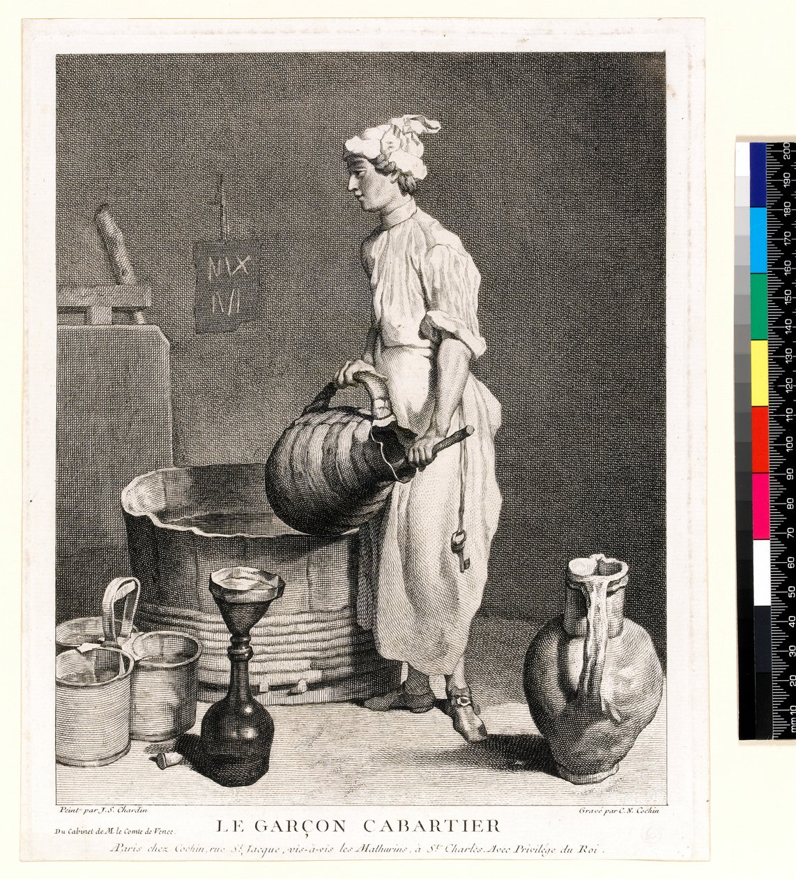 Le Garçon Cabaretier (kellaripoika) kaiverrus Charles Nicolas Cochin I (1688-1754) 1750 (etsaus ja kaiverrus) tekijältä Jean Baptiste Simeon (after) Chardin