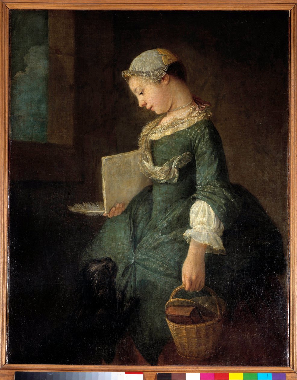 Nuori koulutyttö Jean Baptiste Simeon Chardinin (1699-1779) maalaus 1700-luvun Pietari. Eremitaaši museo tekijältä Jean Baptiste Simeon Chardin