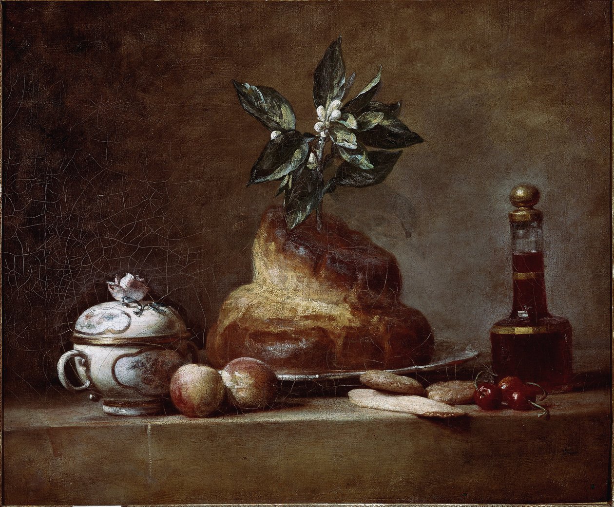 Pullo tai jälkiruoka. (1763, öljy kankaalle) tekijältä Jean Baptiste Simeon Chardin