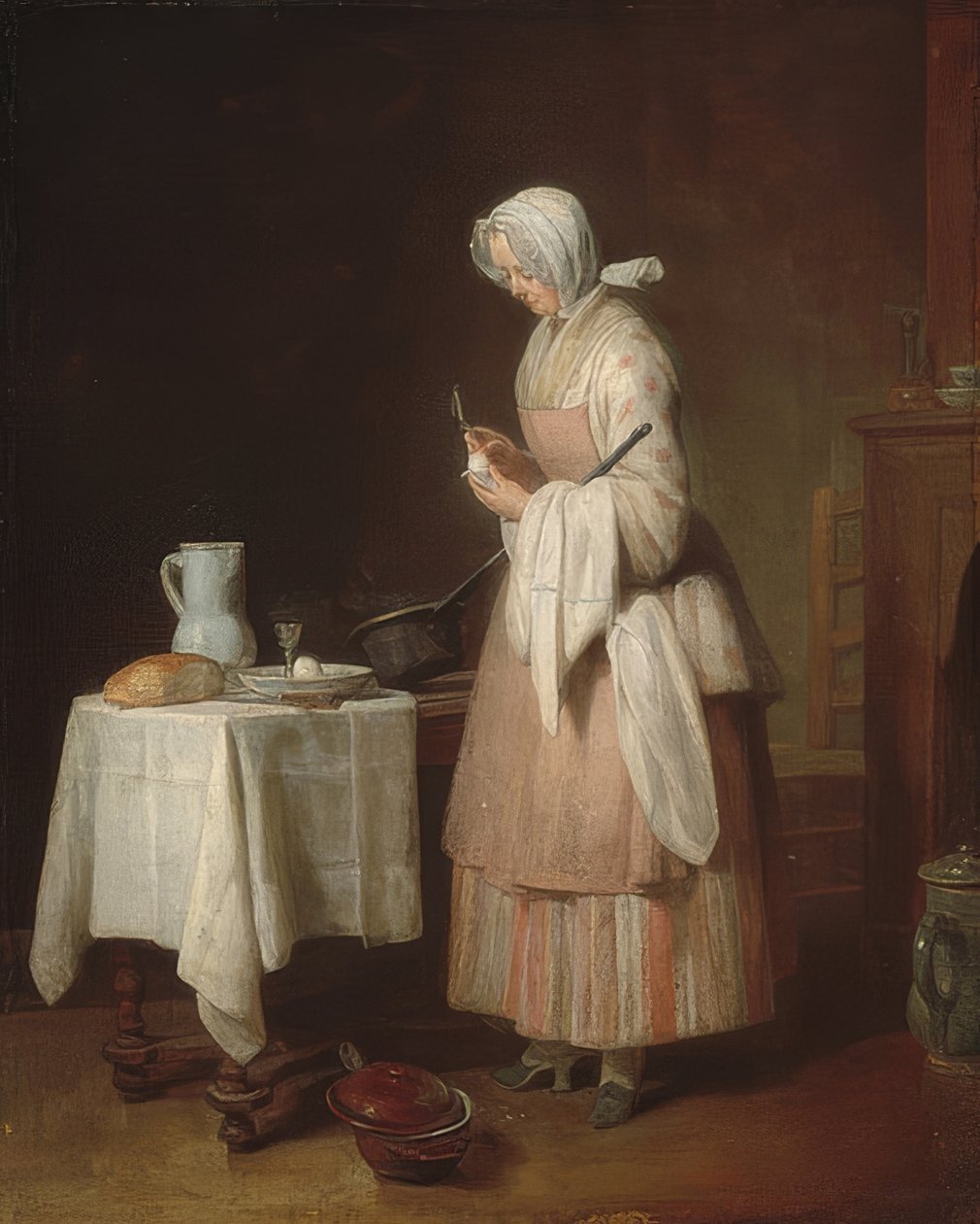 Huomaavainen sairaanhoitaja. 1747 tekijältä Jean Baptiste Simeon Chardin
