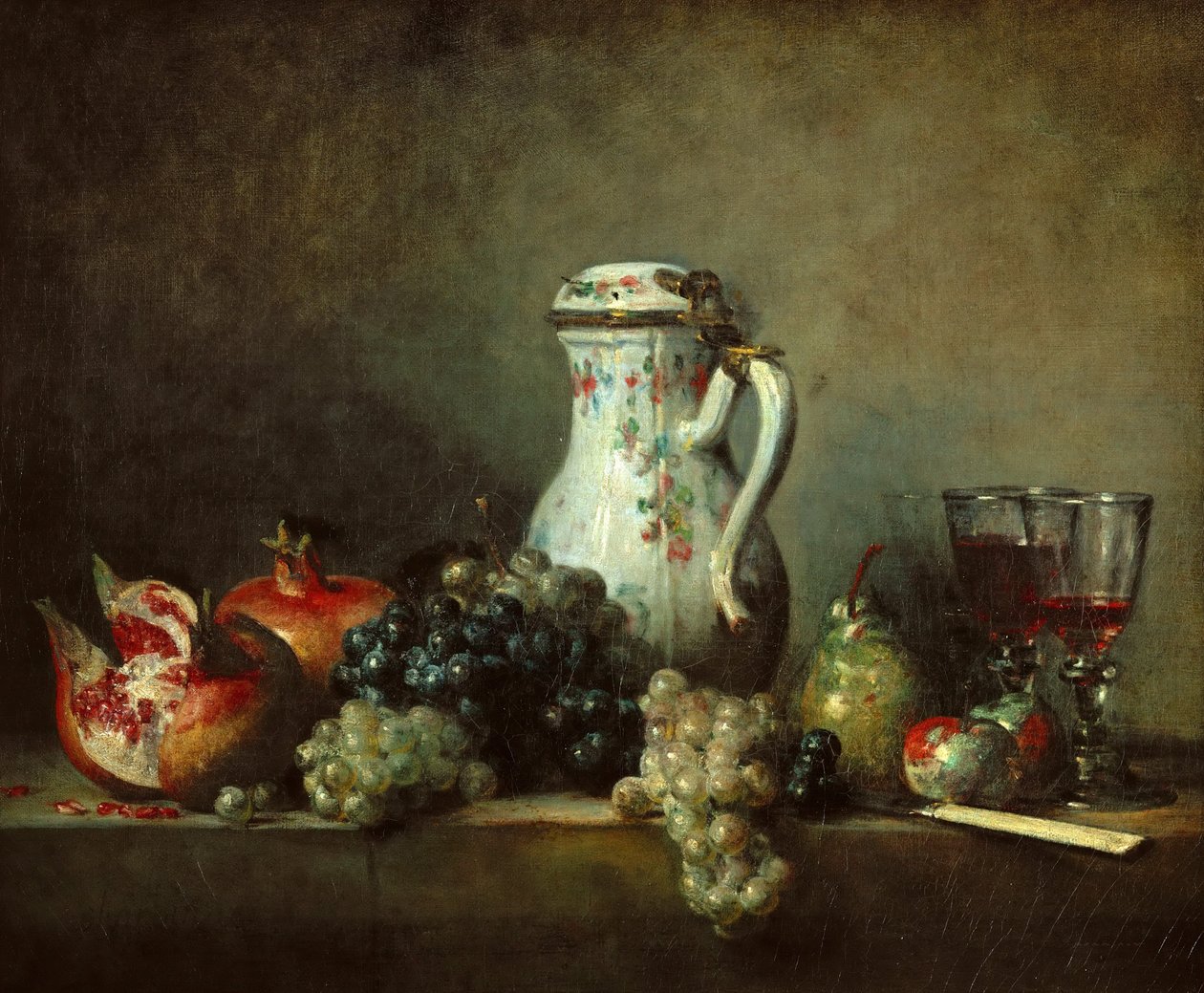Rypäleet ja granaattiomenat tekijältä Jean Baptiste Simeon Chardin