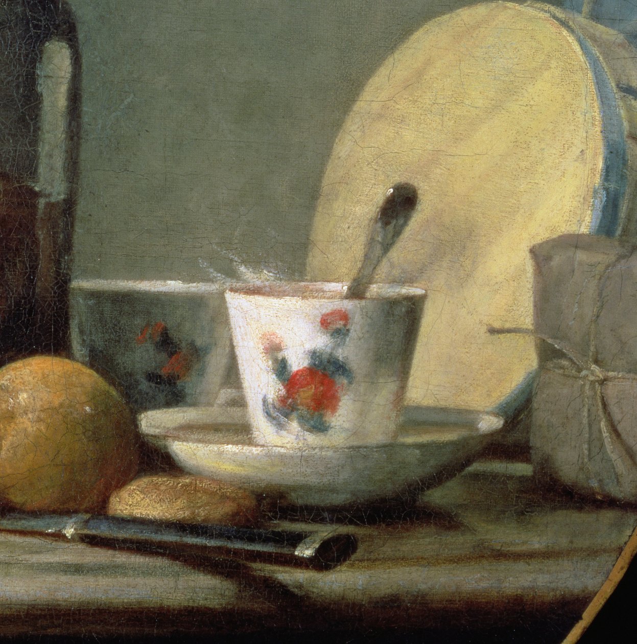 Aprikoositölkki, 1758, yksityiskohta tekijältä Jean Baptiste Simeon Chardin