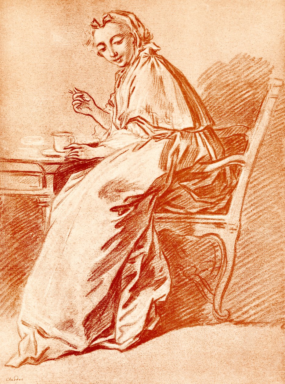 Nainen aamiaisella tekijältä Jean Baptiste Simeon Chardin