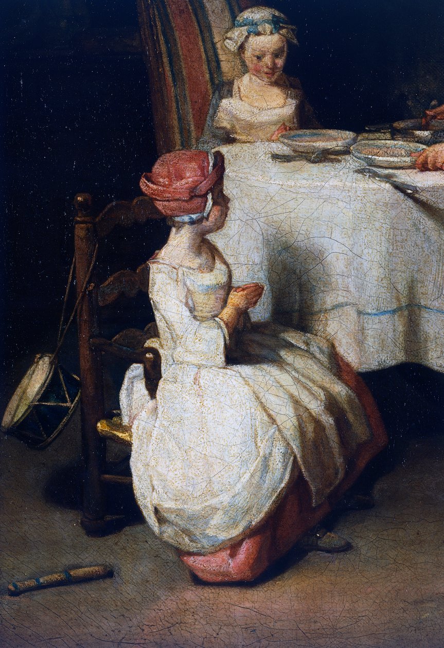 Le Benedicite, n. 1740, yksityiskohta (öljy kankaalle) tekijältä Jean Baptiste Simeon Chardin
