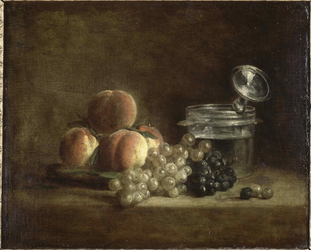 Persikat ja viinirypäleet. tekijältä Jean Baptiste Simeon Chardin