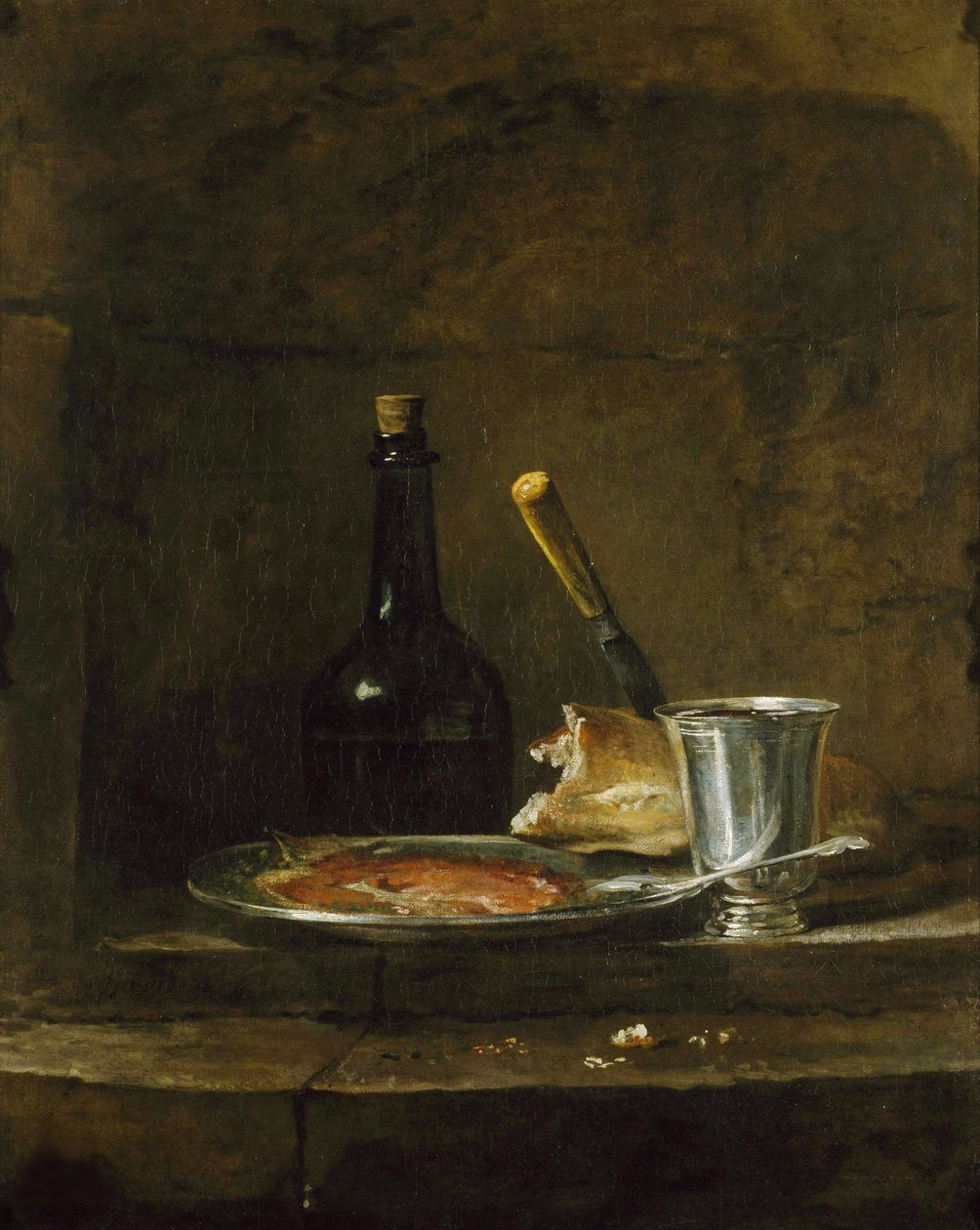 Aamiaisen valmistaminen tai hopeapikari ennen vuotta 1728. tekijältä Jean Baptiste Simeon Chardin