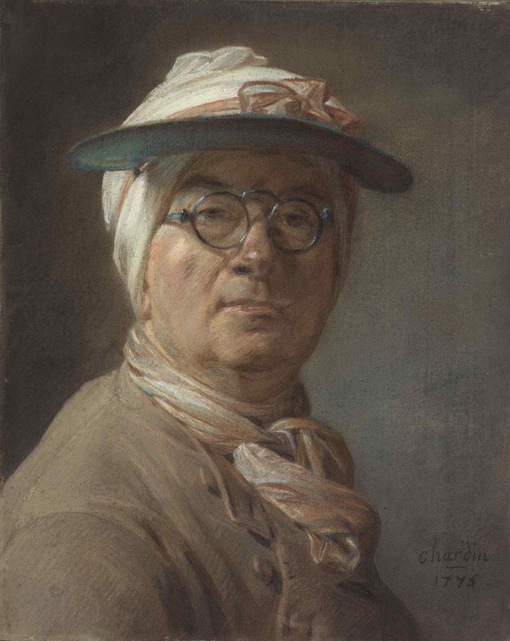 Omakuva silmävarjolla, 1775. tekijältä Jean Baptiste Simeon Chardin