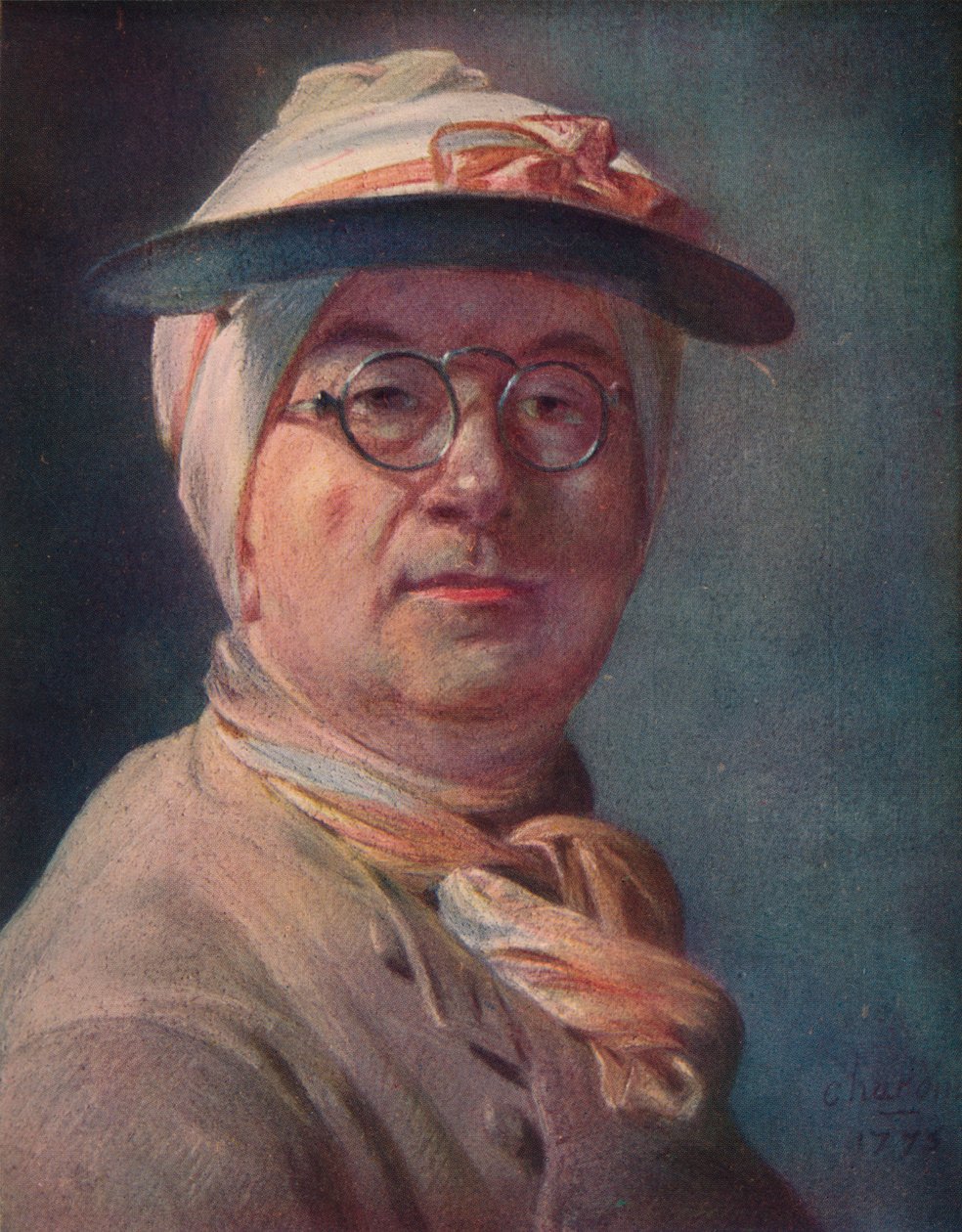 Omakuva silmälaseissa, 1775 tekijältä Jean Baptiste Simeon Chardin