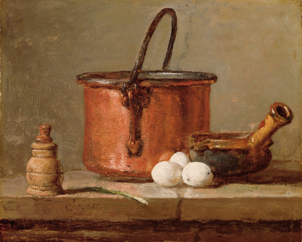 Huonekalut ja erilaiset esineet 1100- ja 1300-luvuilta tekijältä Jean Baptiste Simeon Chardin