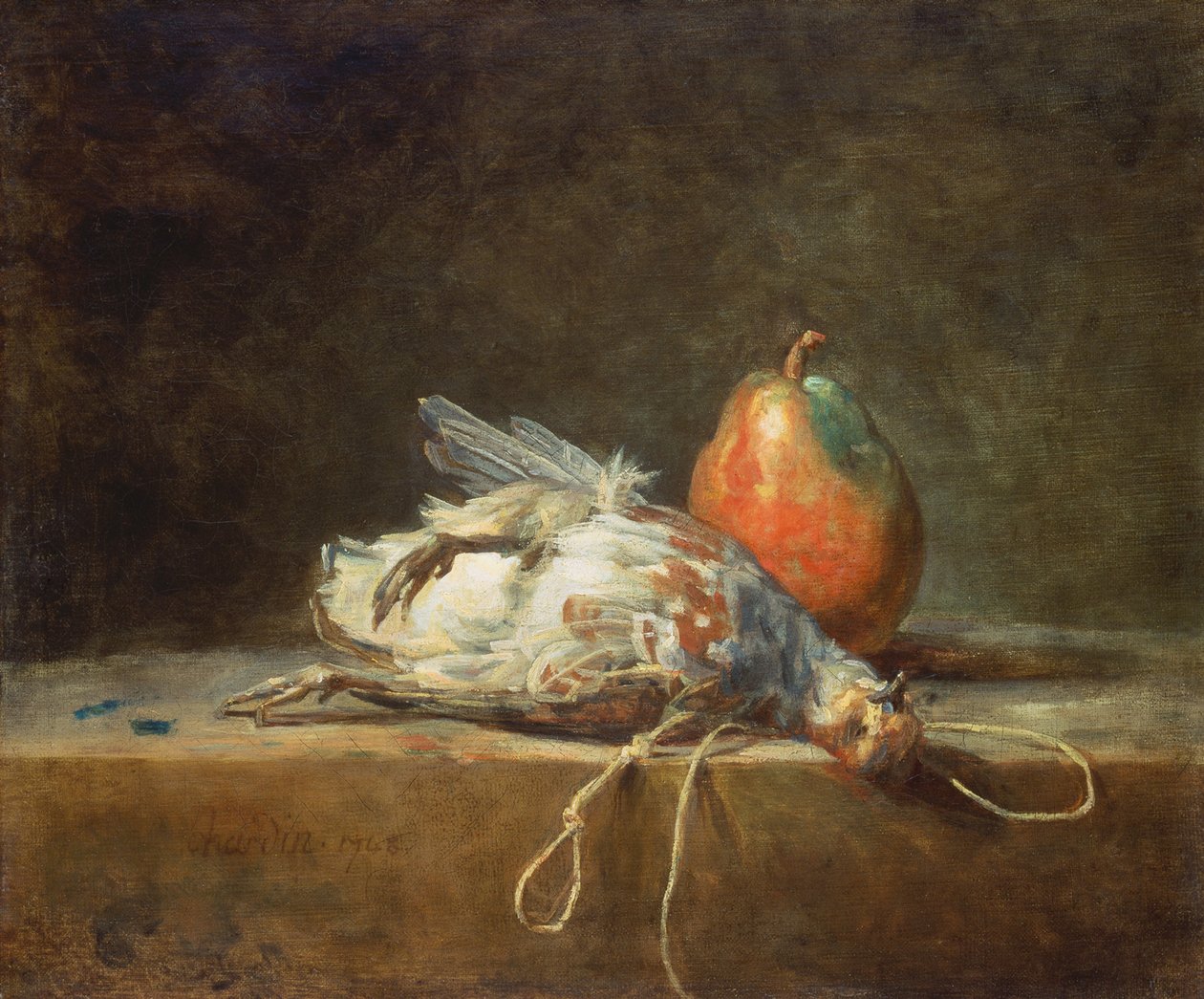 Asetelma Partridgen ja päärynän kanssa, 1748 tekijältä Jean Baptiste Simeon Chardin